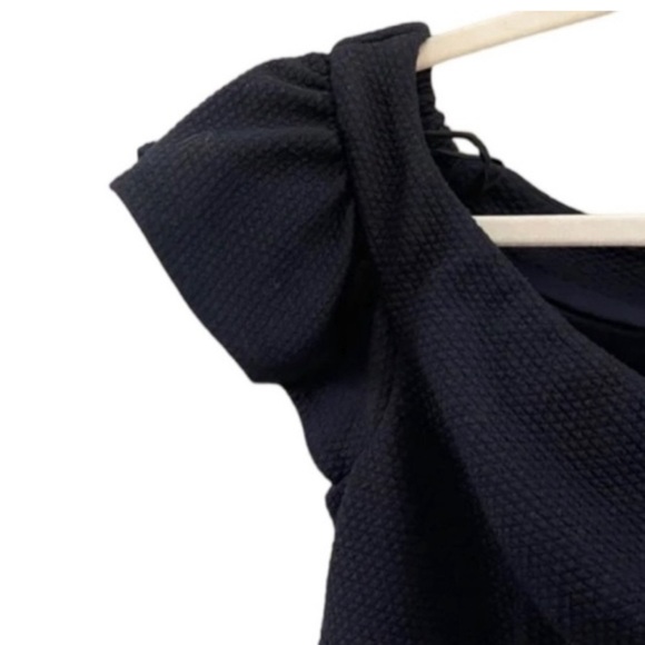 Rebecca Taylor Women's Navy Blue Off Shoulder Texture Mini Cocktail Dress 6 NWT - Picture 7 of 11